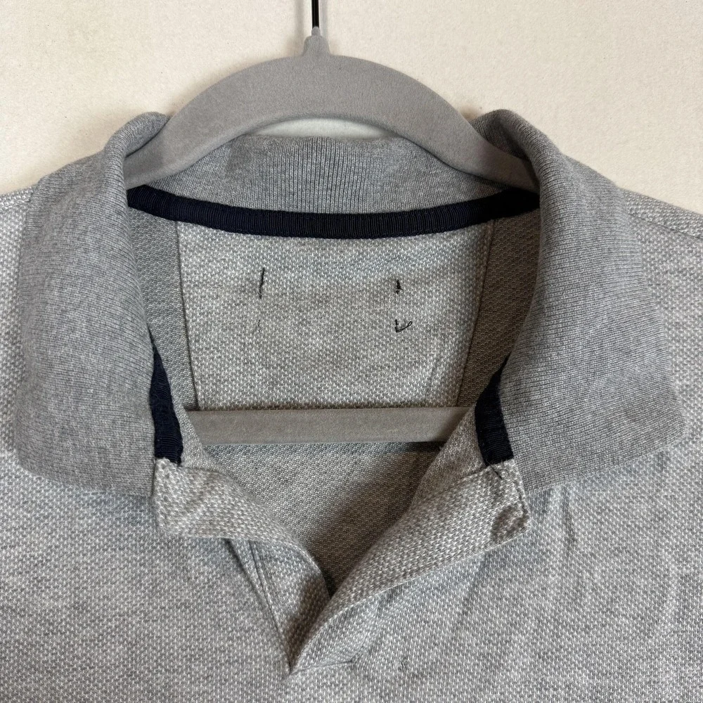 Banana Republic Polo Shirt Mens Large Gray‎ Solid Short Sleeve 100% Cotton Knit